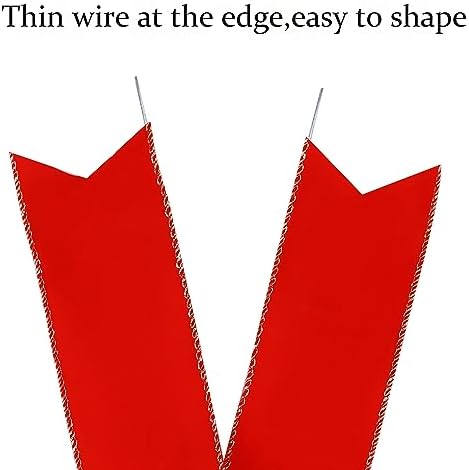 10 Pack Red Bows Christmas Tree Decorations,9”x13”Large Velvet Ornament Bow with Glitter Gold Edge for Xmas Home Wreath Fence Stairs Railing Fireplace Indoor Outdoor Front Door Decor