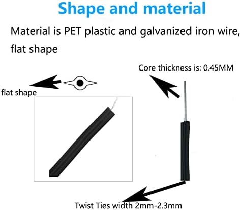 Plastic Black 6" Twist Ties, Reusable Cable Ties,Long Garbage Bag Twist Ties, Trash Bag Coated Ties, Twisty Ties for Organizing, Plant Hollding, Office, Christmas Tree (500 Pcs/6 inch)