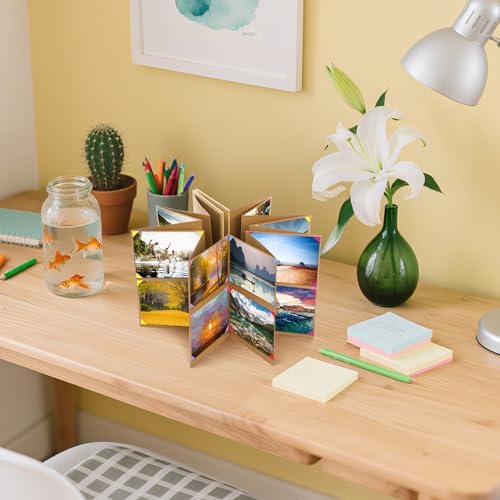 Hacaroa 4 Pack 6 x 8 Inches Accordion Scrapbook Brown Pages, Hardcover Kraft Paper Photo Albums, Stretchable Folding DIY Handmade Adventure Book Gift for Anniversary, Graduation, Christmas