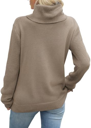 Womens Cable Knit Turtleneck Sweaters 2025 Winter Warm Long Sleeve Pullover Casual Tops