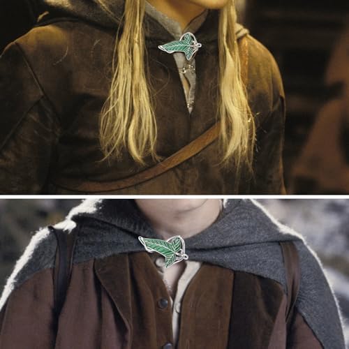 EKZ Elegance Elven Green Tree Leaf Enamel Pin,Cloak Clasp Brooches Elven Keepsake Pin for Luck and Mystery – Perfect for Christmas Festive Attire and Cosplay Jewelry