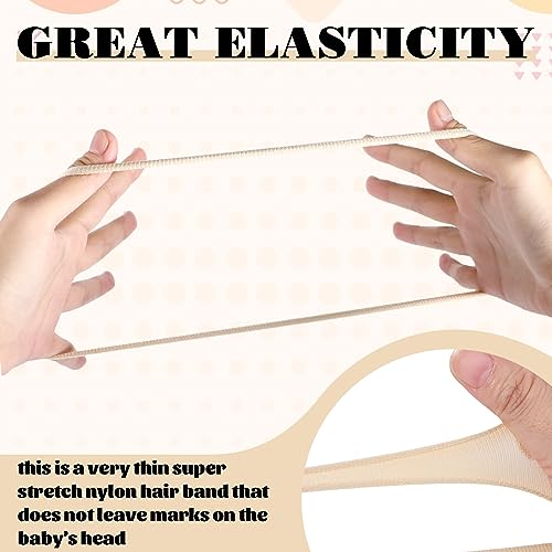 Zeyune 200 Pcs Nude Nylon Headbands and Hair Clips for DIY Christmas Bows, Interchangeable Soft Newborn Infant Toddler Girls Crafts