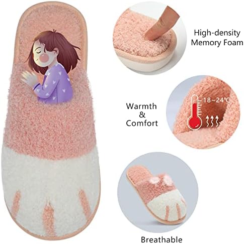 SINNO Cute Animal Slippers for Women Indoor Outdoor Memory Foam House Slipper Soft Warm Cozy Fuzzy Bedroom Non-Slip Shoes Christmas Gift ladies