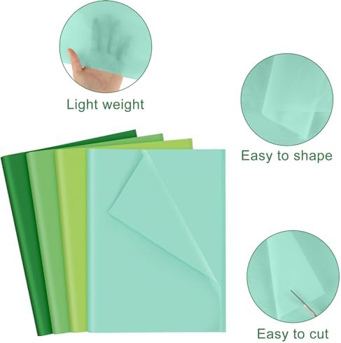 NEBURORA 108Sheets Green Gift Wrapping Paper Multicolor Wrap Tissue Paper for Saint Patrick's Day Christmas Birthday Wedding Presents Packaging and Spring Theme Party Decoration