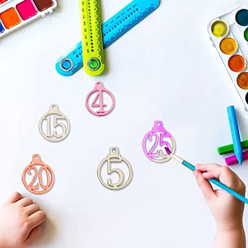 yueton 50PCS 1-25 Wooden Numbers Ornaments, Unfinished Number Wood Pieces Wood Slices Wood Chips, Wooden Gift Tags, for Birthday, Wedding, Halloween, Christmas, Thanksgiving, Advent, New Year