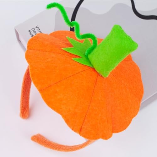 2 Pcs Halloween Pumpkin Headband Green Leaf Pumpkin Hair Hoops Orange Pumpkin Headpiece Hairband Hair Bands Women Christmas Party Decoration Cosplay Costume Cute Handmade Dress Up Hair Accessories