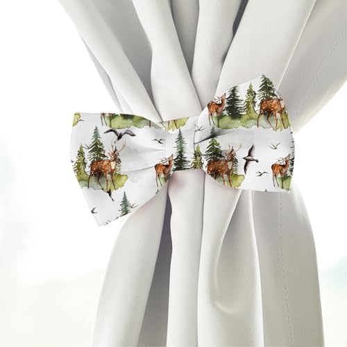 Whaline 12Pcs Christmas Watercolor Forest Cotton Fabric Bundles 18 x 22 Inch Green Christmas Tree Flower Deer Fat Quarter Xmas Quilting Patchwork for DIY Handmade Sewing Crafting