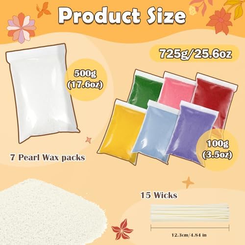 SCENTORINI Pearled Candle with 15 Wicks, 2.42 lb Scented Candle Sand, 7 Colors Sand Wax DIY, Candle Making Kit for Weddings, Party, Valentine's Day, Christmas, Thanksgiving