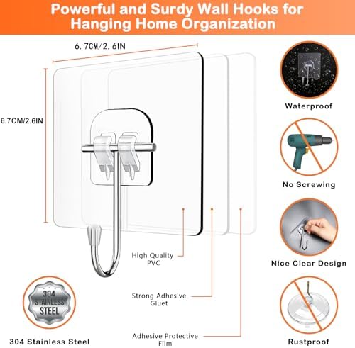 Wreath Hangers for Front Door, 6 Pack Large Wreath Door Hanger for Easter Christmas Halloween-Decorations, Heavy Duty Over-The-Door-Hooks, Adhesive-Wall-Hooks for Garland Home-Decor Inside Outside