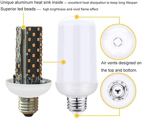 2-Pack DC12V LED Flame Light Bulb Low Voltage AC/DC12V E26 Edison Bulb Orange Fire Flickering Lights for Halloween/Christmas/RV/Outdoor Landscaping/Battery Powered Lighting