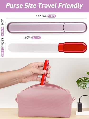 2 Packs Glass Nail Buffers with Case for Natural Nails, Glass Nail Files Shaping Nano Nail Shiners Crystal Polisher Manicure Tools Shine for Home Salon Use Stocking Stuffers for Women Christmas Gift