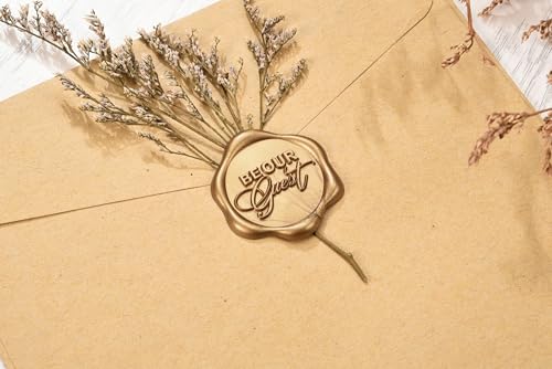 Yoption Be Our Guest Wax Seal Stickers, 50 Pack Envelope Seals, Self Adhesive Antique Gold for Wedding Invitations, Party, Christmas, Gift Wrapping