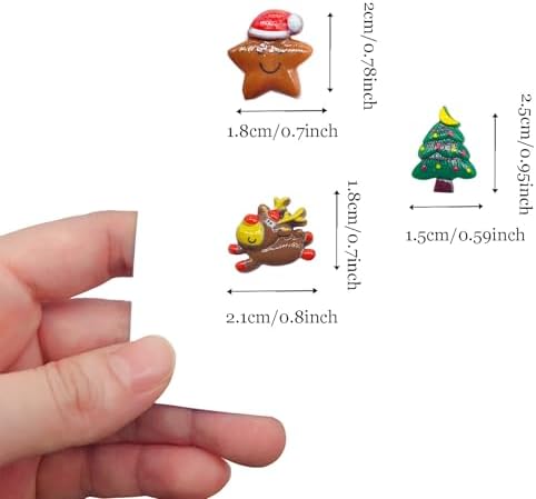 FULUSODO 100pcs Christmas Embellishments Cute Set, Flat Back Bulk Mixed Resin Ornament Scrapbooking Set