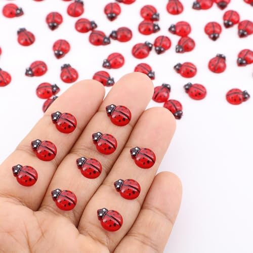 120 Pieces Mini Resin Ladybug, Luminous Tiny Ladybug Miniature Figurines for Fairy Garden Dollhouse Micro Landscape Decor, Micro Resin Animals Gifts for Birthday, Christmas, Party