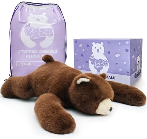 Weighted Bear Stuffed Animal Brown Bear Plush Toy 24 Inch 4 Pound Soft Fur Long Arms Hugging Toy Cozy Gift for Kids Adults Christmas and Birthdays