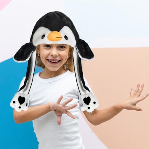 Plush Ear Moving Jumping Hat,Cute Fluffy Cap, Soft Warm HeadWear