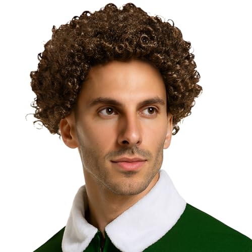 Xambop Short Curly Dark Brown Rocker Party Wig Halloween Christmas Cosplay Costume Full Wigs