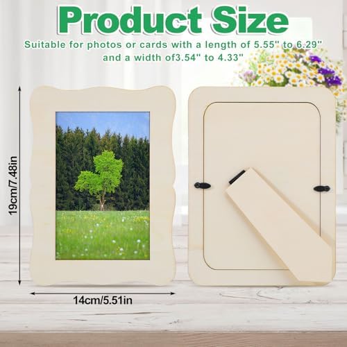 16 Pack Wooden Picture Frames for Crafts, 4" x 6" Photos Wooden Frames,Unfinished Picture Frame Craft for Christmas Birthday Party Wedding Gifts
