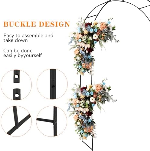 Adorox 7.8ft Garden Arch Trellis for Climbing Plants, Metal Arch Frame, Pumpkin Archway Outdoor Garden Arbors and Arches for Halloween Christmas Birthday Party Baby Shower Decoration(Black)