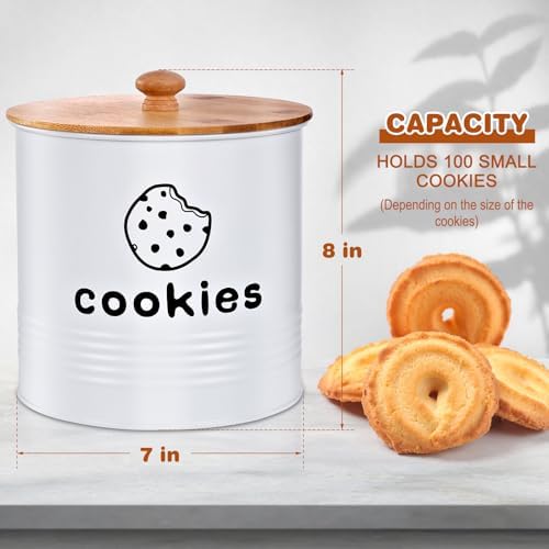 White Cookie Jars with Lids Airtight, 1.5 Gallons Cookie Tins, Large Cookie Jar for Kitchen Counter Decorative for Farmhouse, Christmas, and Gift Giving Cookie Storage Containers
