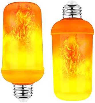 2-Pack DC12V LED Flame Light Bulb Low Voltage AC/DC12V E26 Edison Bulb Orange Fire Flickering Lights for Halloween/Christmas/RV/Outdoor Landscaping/Battery Powered Lighting