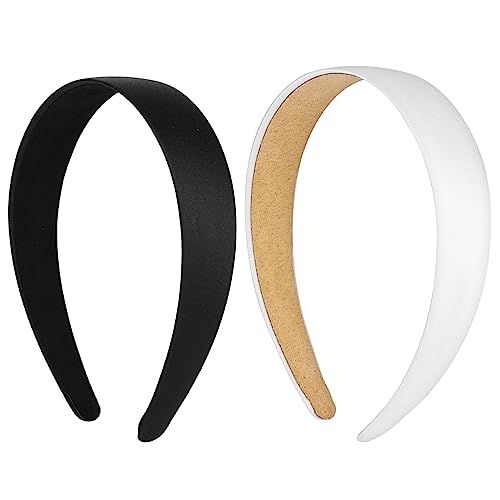 2 Pieces Satin Headbands 1 Inch Wide Hard Head Band Fashion Solid Headband Anti-slip Plain Hair Bands Diy Hair Accessories for Women Girls Halloween Christmas Valentine's Day