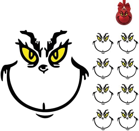 10 Pcs Christmas Face Stickers – Vinyl Transfer Stickers for Crafts, Ornaments, Cups, Jars, and Christmas Balls, Waterproof DIY Face Decals for Party Favors and Holiday Decorations – 2 x 2 in