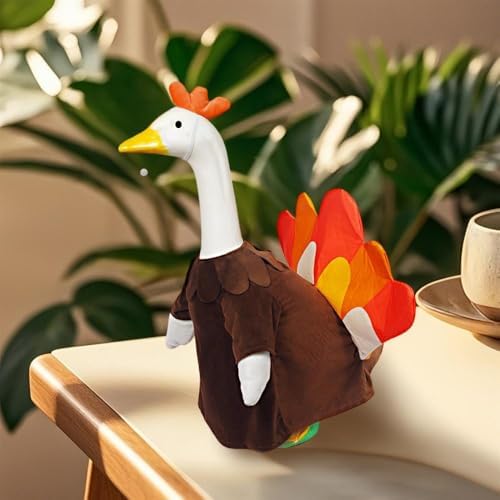23 Inch Porch Goose Outfit, Seasonal Holiday Decor for Lawn Statues, Halloween Thanksgiving Christmas Goose Clothes Outdoor Costume for Plastic Garden Geese (Turkey Goose Outfits, One Size)