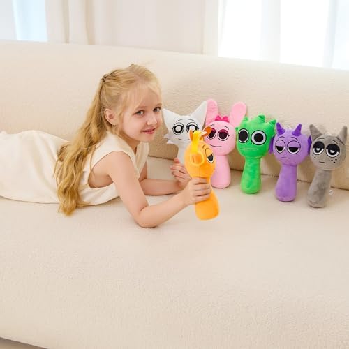 WMP® Sprunky Plush, Sprunky Game Plush Toys, 6PCS Plush Toys, Horror Games Plushies Toy for Fans, Soft Stuffed Animal Pillow Figure Doll Christmas Birthday Gifts Adult Kids (6 PCS 9" Plush Sprunky)