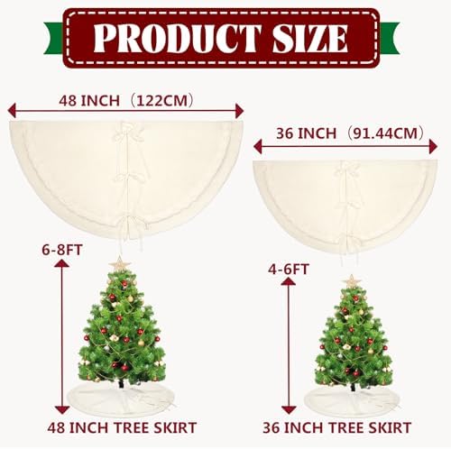 36 Inch White Knitted Christmas Tree Skirt: Small Thick Cable Knit Round Cream Tree Skirt for 4-6FT Tree Rustic Neutral Farmhouse Christmas Tree Decorations Tree Base Cover