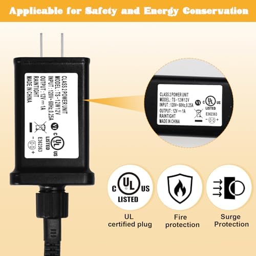 2 PCS Replacement Yard Inflatable Adapter with 9.8ft Extension Cables, 12V 1A Class 2 Power Supply,Low Voltage Transformer US Plug and Electric Cord for Halloween/Thanksgiving/Christmas Inflatables