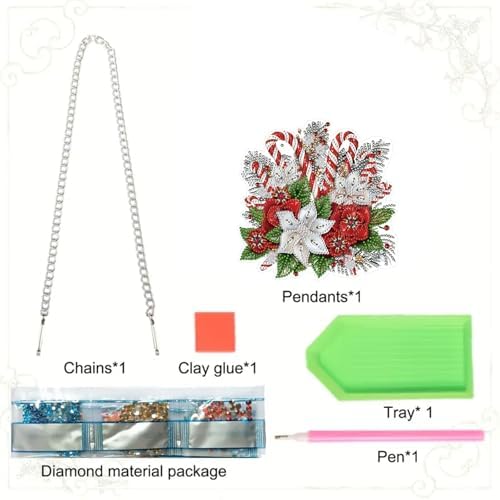 Christmas Diamond Art Hanging Kits for Adults, Special Shaped Diamond Painting,Double Sided 5D DIY Acrylic Diamond Art Painting Window Pendants Home Garden Wall Hanging Kits Cane candy wreath Ornament