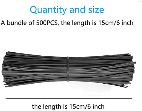Plastic Black 6" Twist Ties, Reusable Cable Ties,Long Garbage Bag Twist Ties, Trash Bag Coated Ties, Twisty Ties for Organizing, Plant Hollding, Office, Christmas Tree (500 Pcs/6 inch)