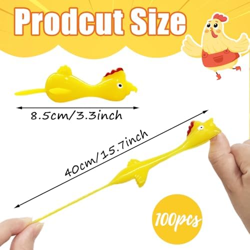100Pack Finger Slingshot Chicken Rubber,Flick Stretchable Chicken Toys,Funny Stretchy Prank Gag Toys for Christmas Chicken Party Favors,Novelty Gifts,Thanksgiving Activity