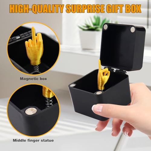 Middle Fun Finger in a Box - Surprise Pop-up Gift for Adults - Christmas Prank for Office Desk and Home Decor (2 PCS)