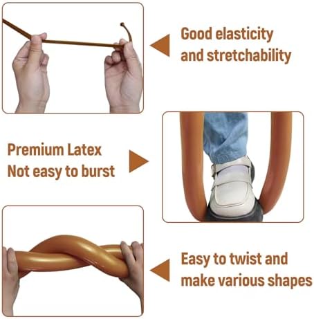 100Pcs 260 Balloons Brown Long Balloons for Balloon Garland Thickening Skinny Latex Twisting Balloon, Brown long balloons for tying Animals Modeling Christmas Birthday Party Decorations. (Cocoa)