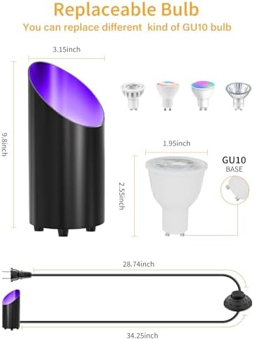 ZUCKEO Indoor Uplighting RGB Floor Can Light LED Spotlight Uplights, 5W Indoor Color Changing Spot Light GU10 Bulb Accent Up Lighting for Plant Corner Christmas, 5.25FT Plug in Cord & Switch, 1 Pack