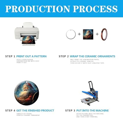 25 PCS Sublimation Ceramic Ornament Blank 3 inch Round Two-Sided Printed White Ceramic Decoration Handmade DIY Personalized Christmas Home Decoration Bulk