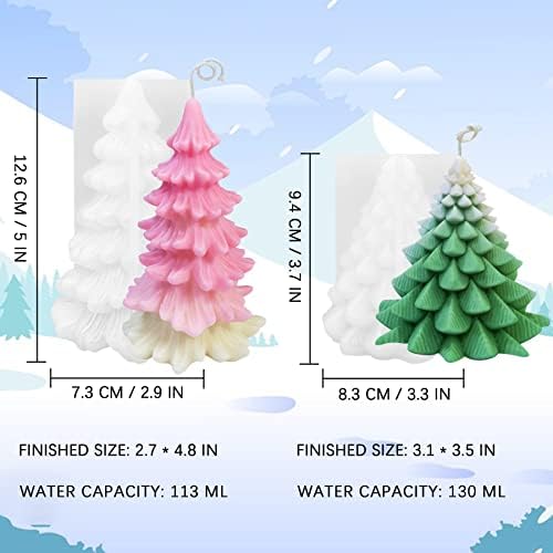 ZAKVOOR 2 Pcs 3D Christmas Tree Shape Resin Casting Silicone Mold for DIY Xmas Decoration Aromatherapy Candles Wax Plaster Polymer Clay