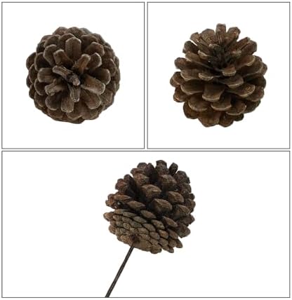 Winlyn 20 Pcs Natural Pine Cone Picks Christmas Pinecone Sprays Pinecones Ornaments with Wired Stems 6.9" Tall for Rustic Christmas Tree Party Floral Arrangements Wreath Crafts Holiday Décor