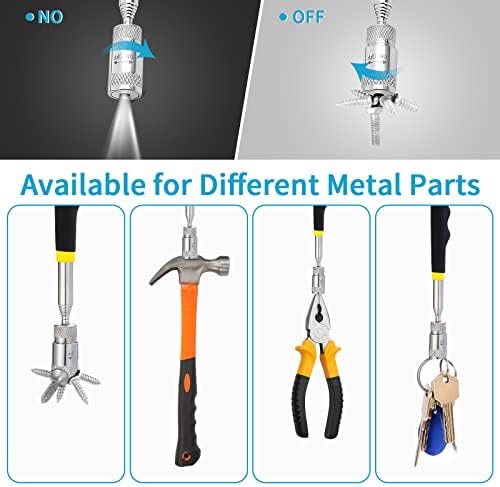1 Piece 8LBs Telescoping Magnetic Flashlight Pickup Tool with 3 LED Lights, Magnet Stick Rod Extendable 7.5" to 31" for Men, Birthday, Father's Day, Christmas Gift