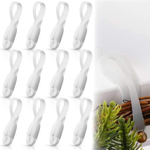 12 Pcs Christmas Garland Hanger for Mantle Cord Bundlers Cord Organizer for Appliances, Self Adhesive Kitchen Sticky Silicone Holder Organizer for Christmas Wreath Fireplace(Clear)