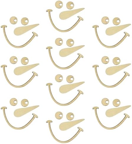 10 Piece Wooden Snowman Face Blank Craft Kit, Christmas Wooden Space Decorations, Reusable DIY Snowman Crafts for Christmas Home, Wall Decorations, Party Supplies