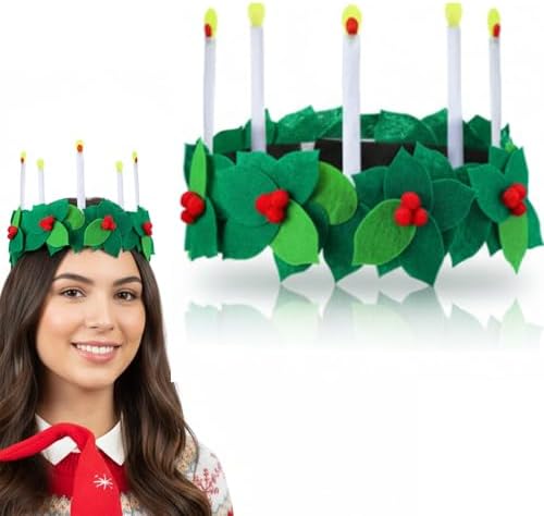 Christmas St. Lucia Crown Candle Felt Headband Sweden St Lucia Krone Queen Sankta for Christmas Gifts Costume