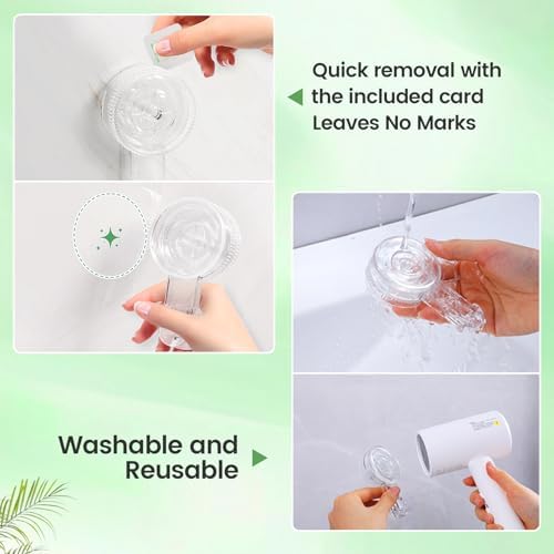 LUXEAR Suction Cup Hooks 4 Pack, Single Hook Design - Waterproof Vacuum Suction Hangers for Bathroom Kitchen, Removable Reusable PVC Suction Hooks for Towel Loofah Bathrobe Christmas Decor