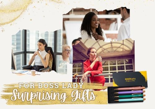 InnoBeta Boss Lady Gifts for Women, Ballpoint Pen Set of 4, Funny Gift idea for women/female in Boss Day, Birthday, Christmas, Appreciation - Best