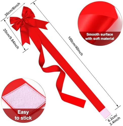 WILLBOND 6 Pcs Red Christmas Cabinet Ribbons Bows Large Red Bow Christmas Door Kitchen Cabinet Ribbon Bows Locker for Xmas Holidays Party Decorations Supplies