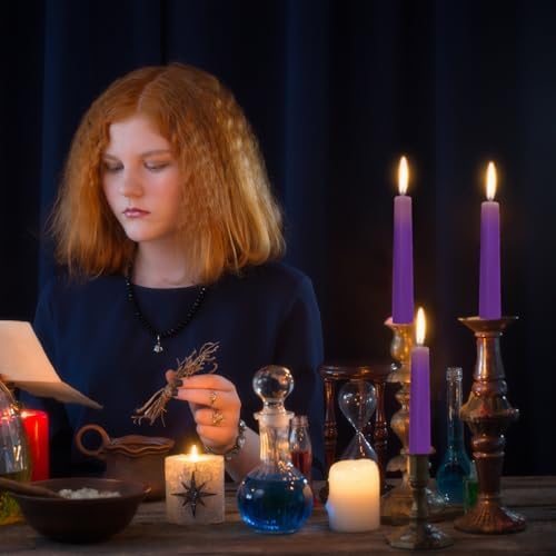 10 Inch Purple Taper Candles, 10 Pack Unscented Candlesticks for Dinner Wedding Christmas Seasonal Celebration and Home Decoration