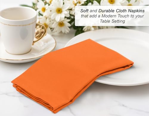 Zoyer Cloth Napkins Set of 4, 18x18 Inches Cotton Enrich Napkins Cloth ‎Washable, Soft & Durable Dinner Napkins for Parties, Wedding, Christmas, ‎Thanksgiving & Everyday Use - Orange