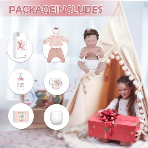 WOOROY Realistic Reborn Baby Dolls -18inch Lifelike Newborn Silicone Baby Girl with Full Body Vinyl,Christmas Birthday Gift with Accessories for Age 3+